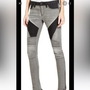 BCBGMAXAZRIA jada moto jeans color gray and black